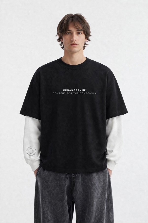 Sensitive Black/ White Full sleeves t shirt