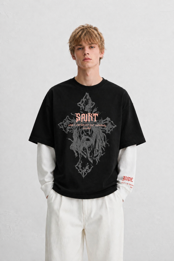 Saint Black/White full Sleeves t shirt