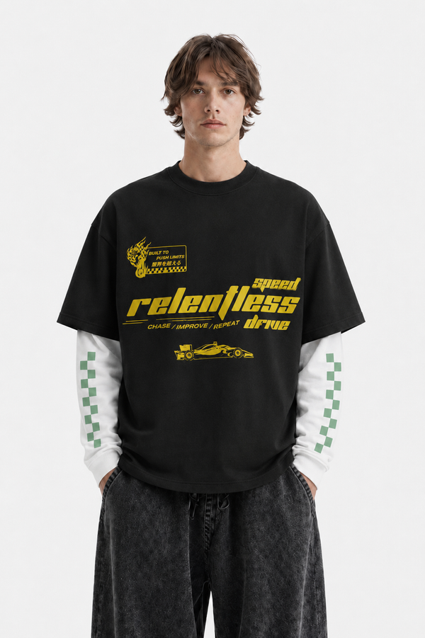 Relentless Black/White full Sleeves t shirt
