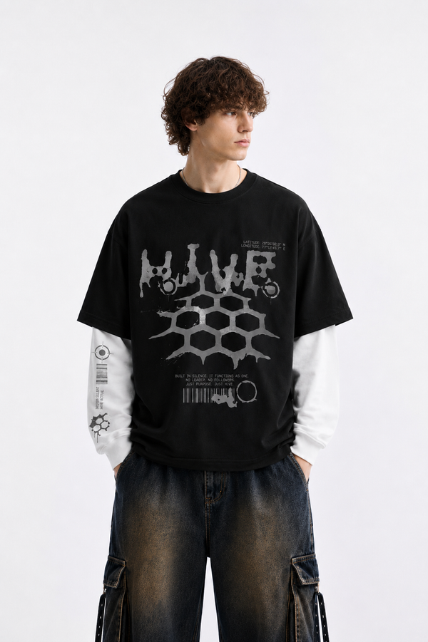 Hive Black/White Full Sleeves Tee